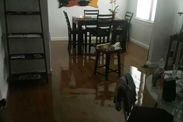 flooded dining area